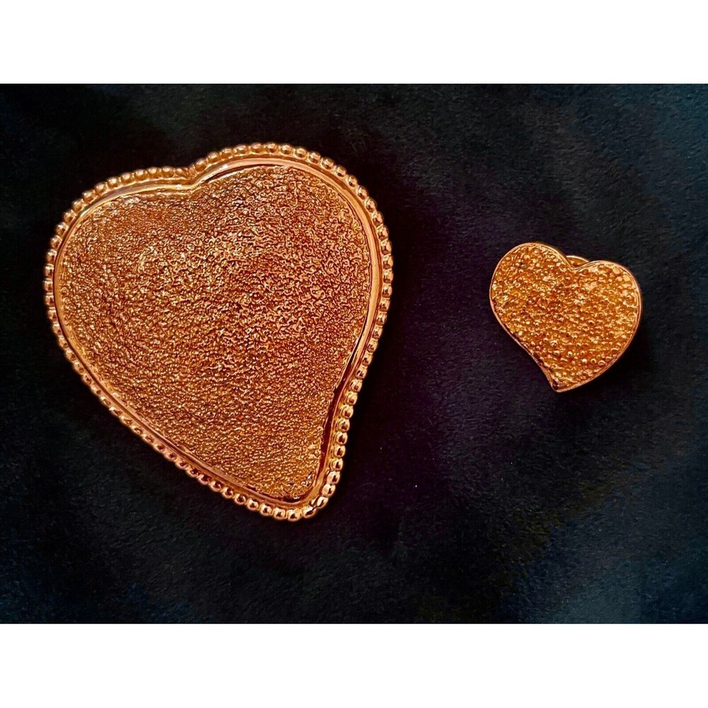 Vintage Yves Saint Laurent 2  signature heart Brooches /Vintage